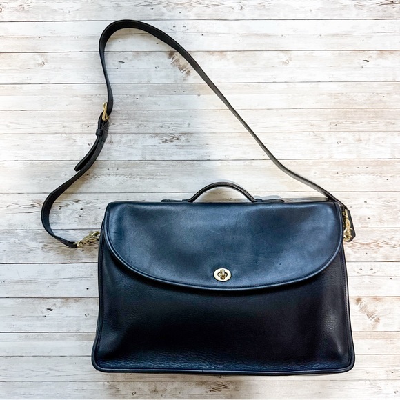 Coach Handbags - Coach 5265 Vintage Lexington Leather Briefcase Black Laptop Messenger